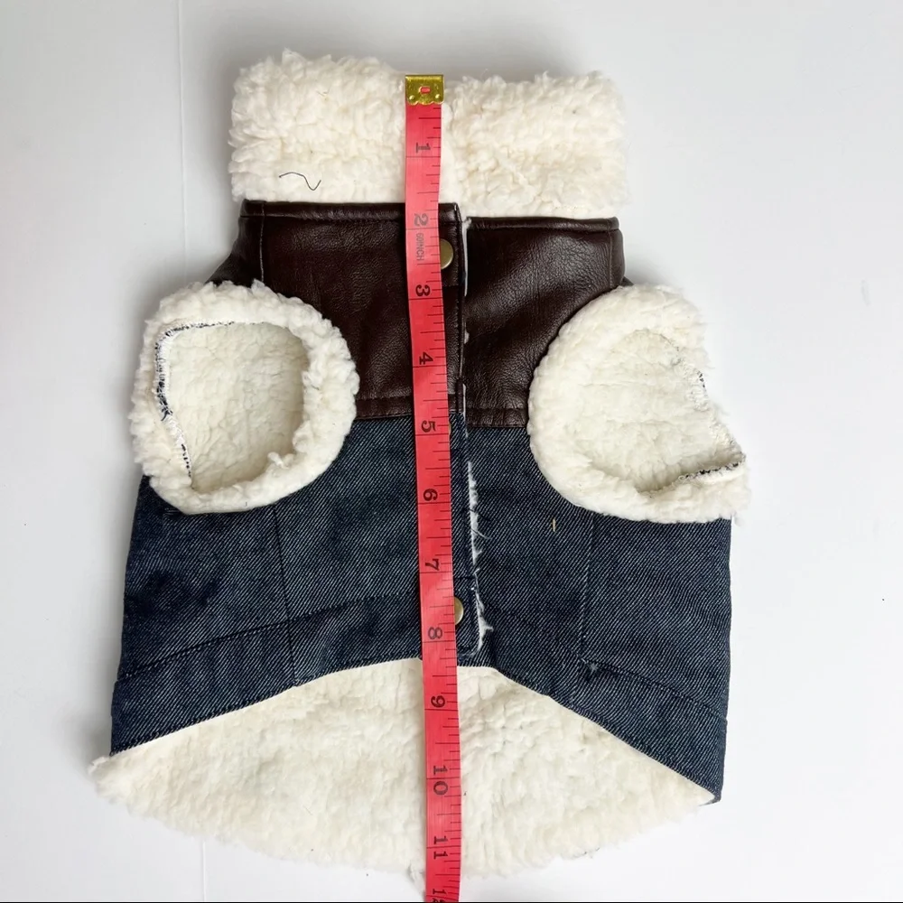 Small Dog Sherpa Denim Jacket Size XS - Picture 4 of 7